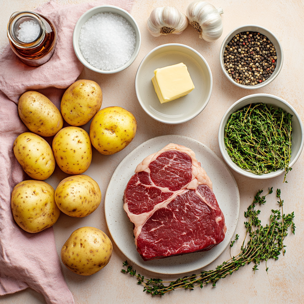 Ingredients for your Best Beef Steak and Potatoes recipe