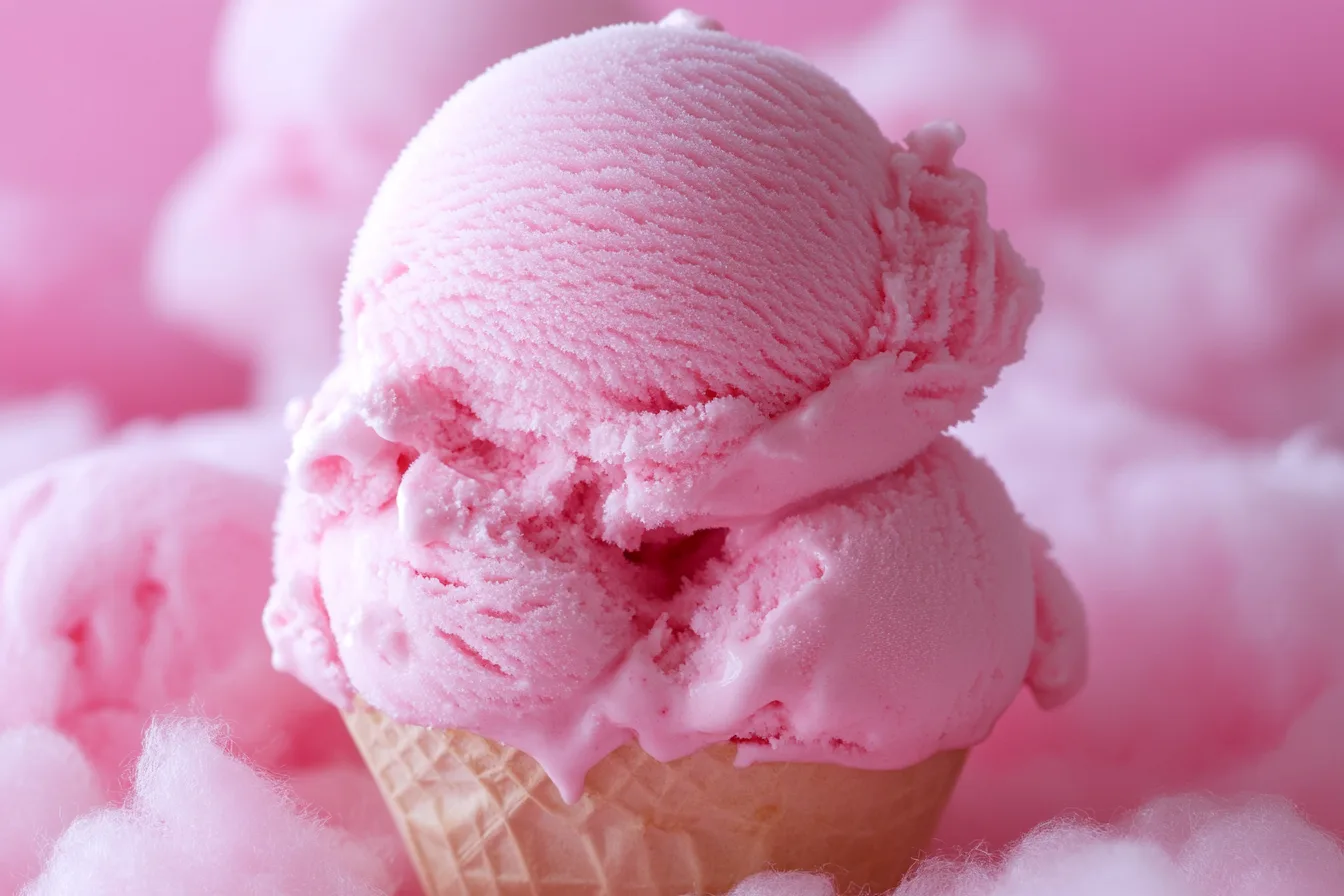 A scoop of cotton candy ice cream