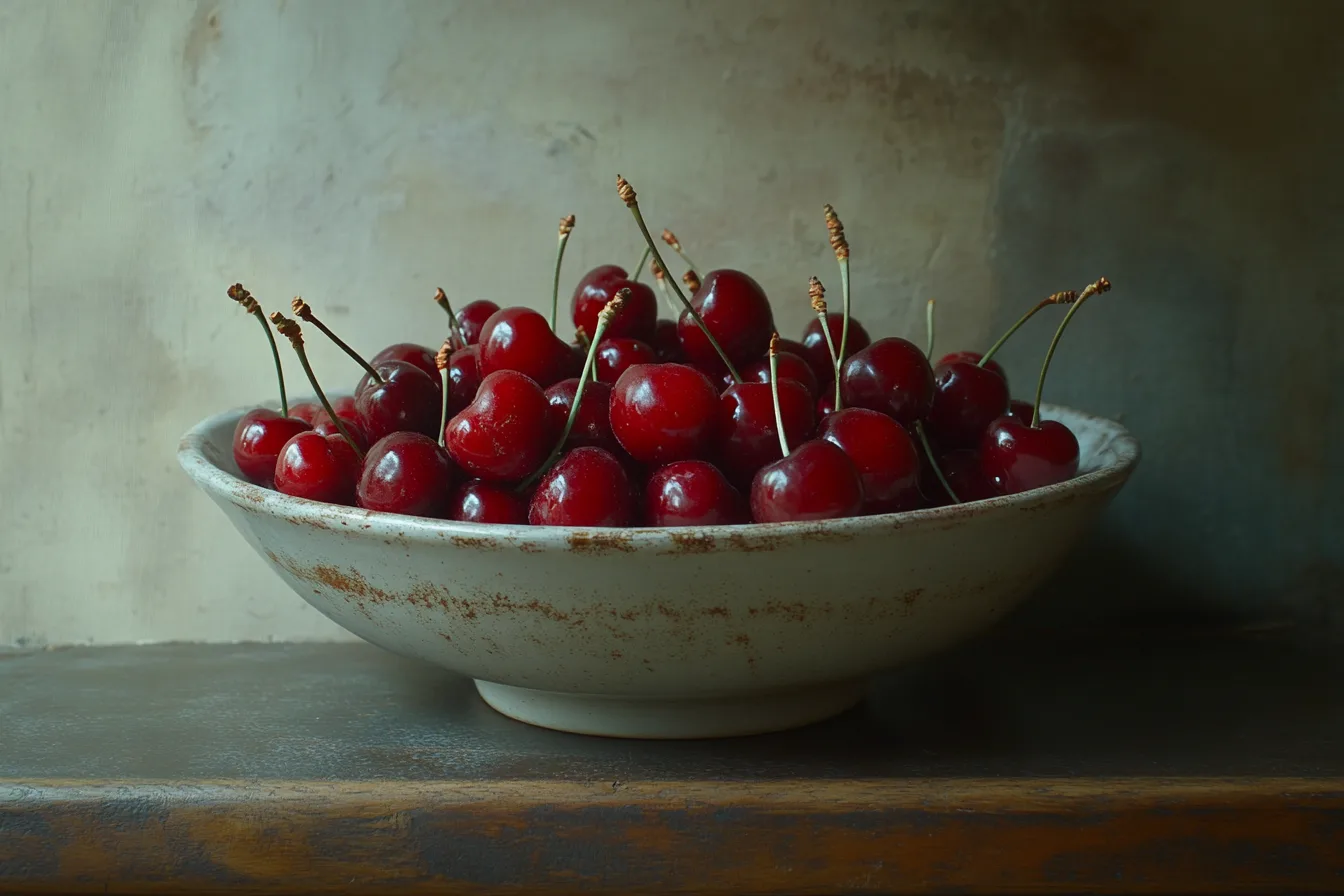 A bowl of fresh cherries