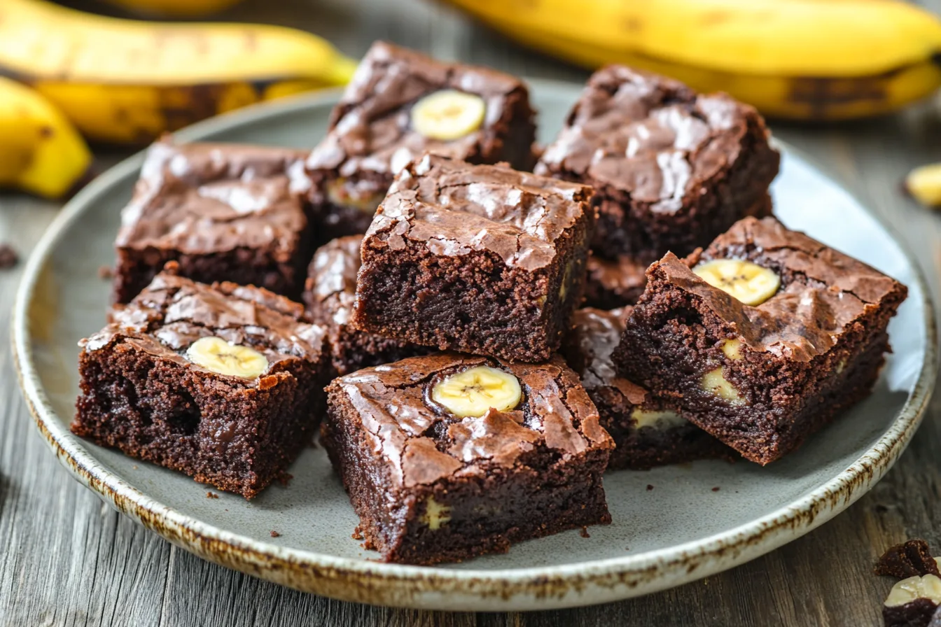A plate of delicious banana brownies