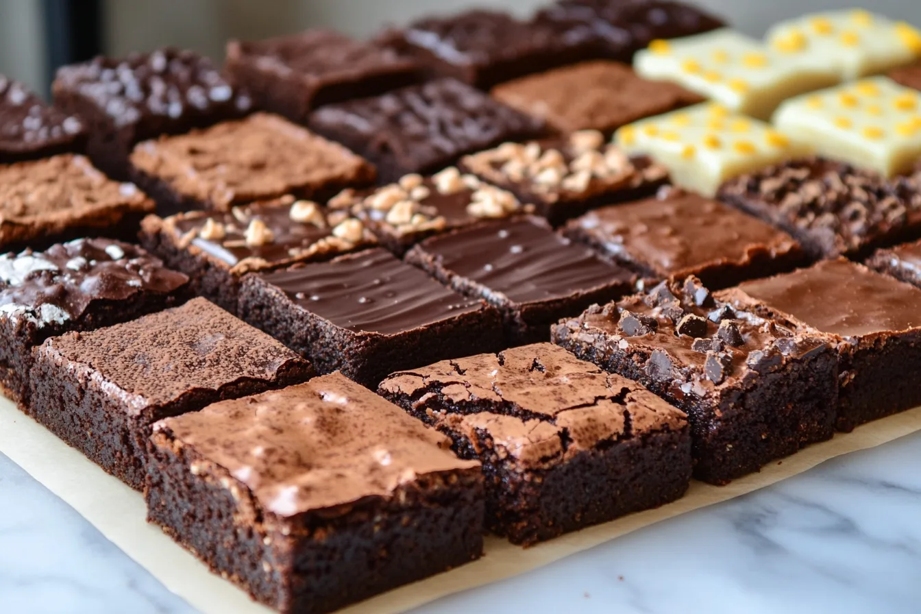 A selection of different types of brownies